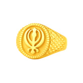 Men's 22K Gold Laser-Cut Khanda Sikh Ring